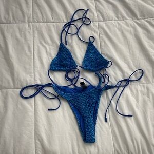 Triangl Swimwear Blue Crochet Bikini